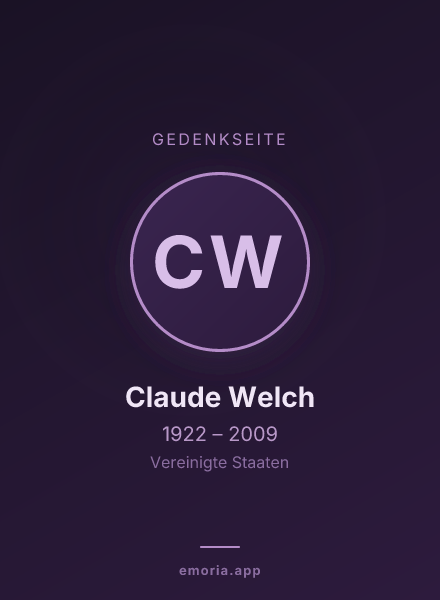 Gedenkportrait von Claude Welch