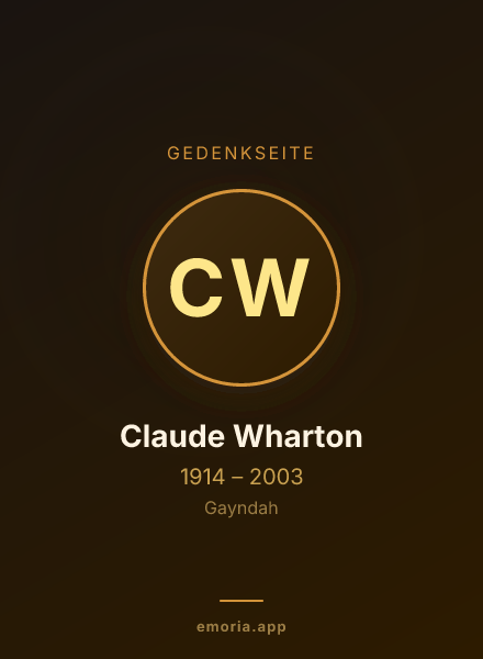 Gedenkportrait von Claude Wharton