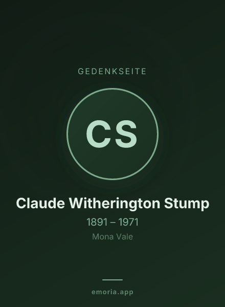 Gedenkportrait von Claude Witherington Stump
