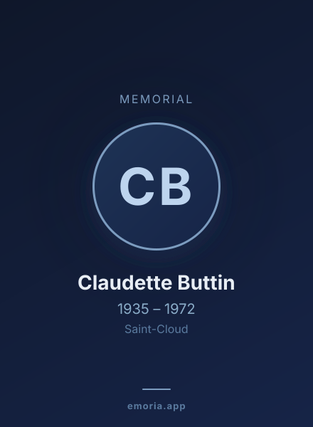 Memorial portrait of Claudette Buttin