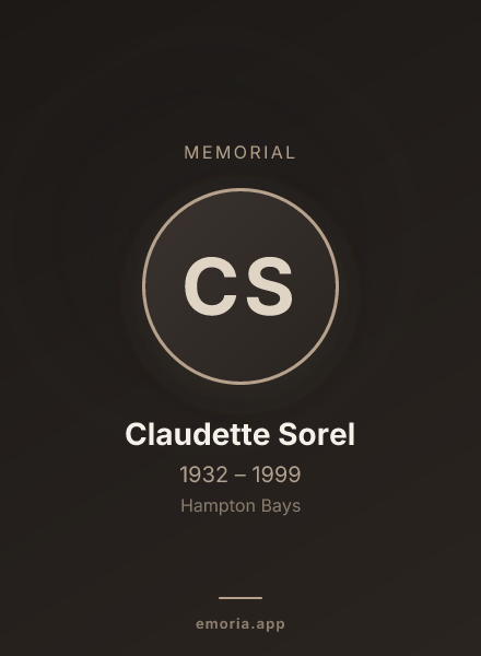 Memorial portrait of Claudette Sorel