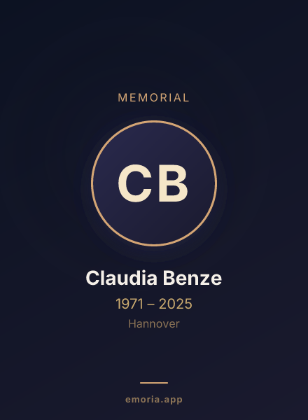Memorial portrait of Claudia Benze