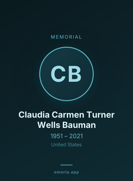 Memorial portrait of Claudia Carmen Turner Wells Bauman