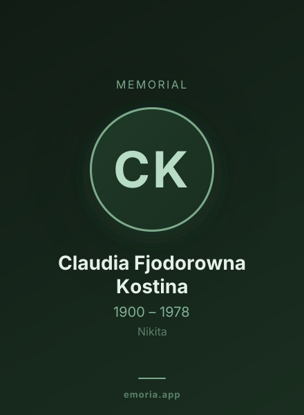 Memorial portrait of Claudia Fjodorowna Kostina