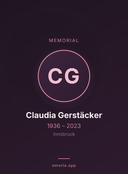 Memorial portrait of Claudia Gerstäcker
