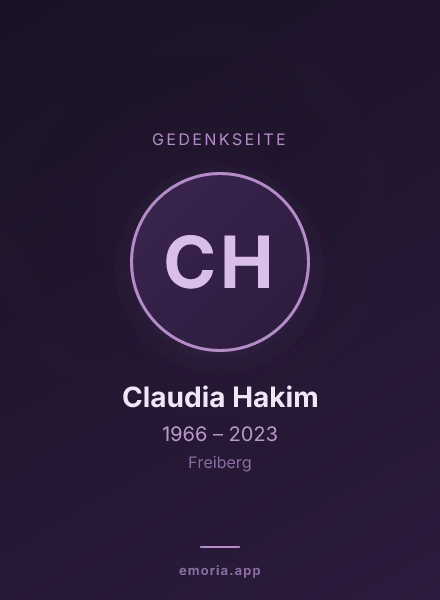 Gedenkportrait von Claudia Hakim