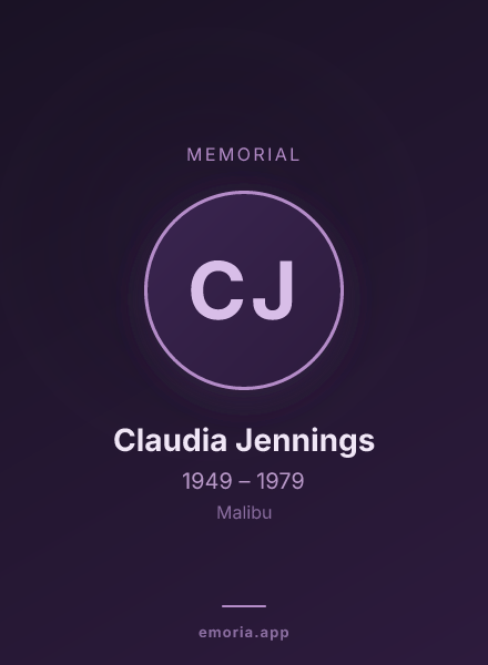 Memorial portrait of Claudia Jennings