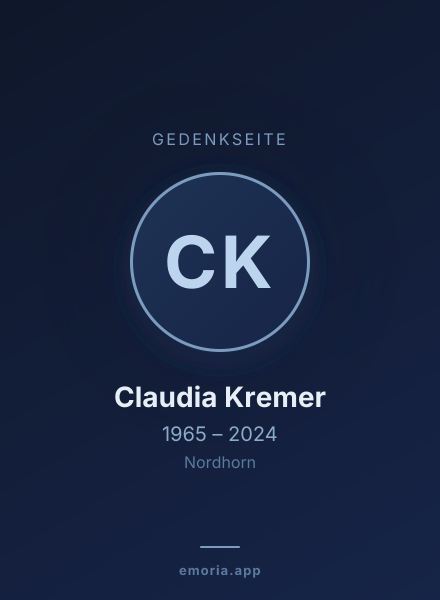 Gedenkportrait von Claudia Kremer
