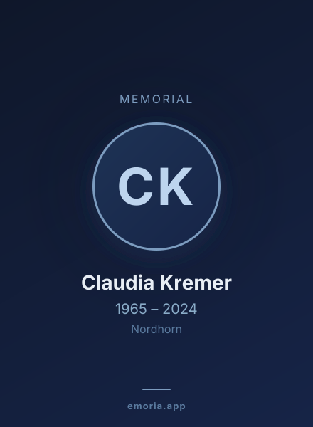 Memorial portrait of Claudia Kremer