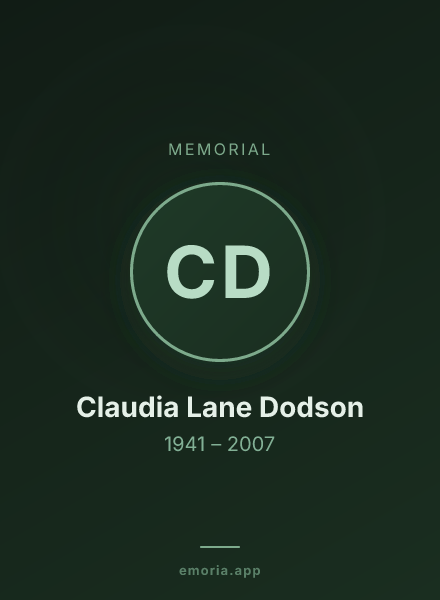 Memorial portrait of Claudia Lane Dodson
