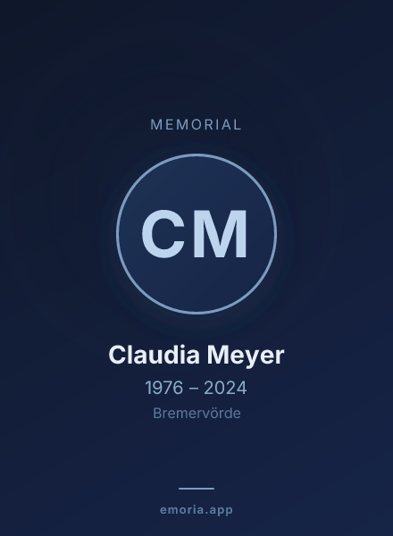 Memorial portrait of Claudia Meyer