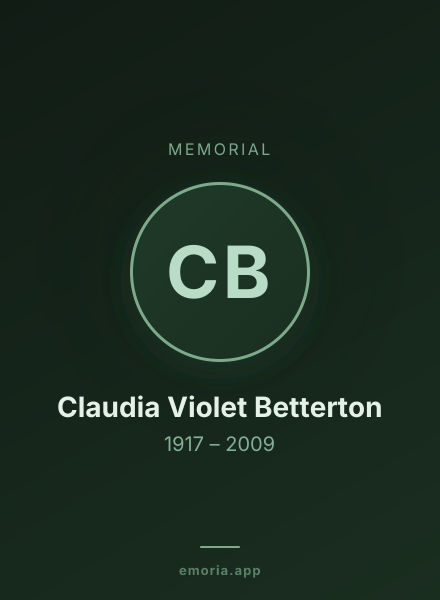 Memorial portrait of Claudia Violet Betterton
