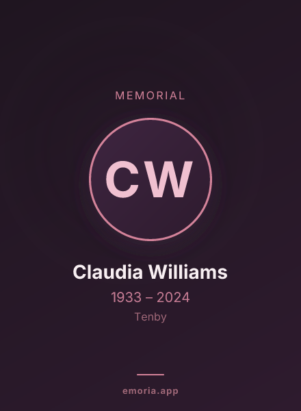 Memorial portrait of Claudia Williams