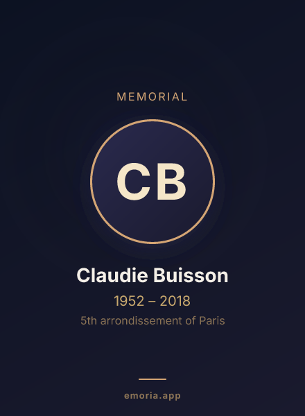 Memorial portrait of Claudie Buisson
