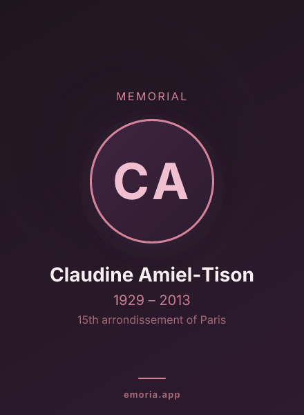 Memorial portrait of Claudine Amiel-Tison