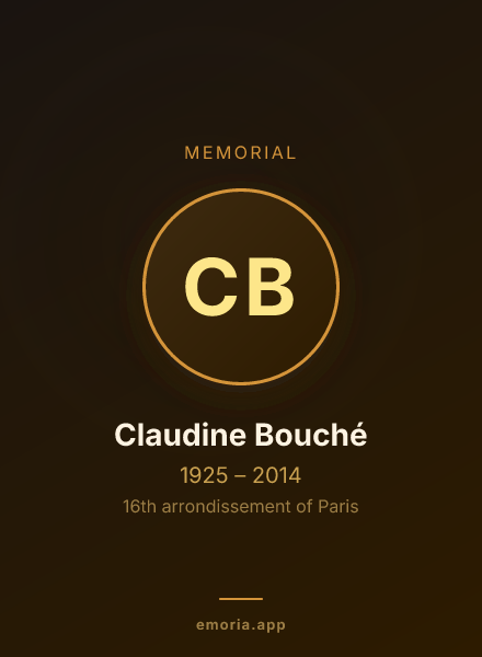 Memorial portrait of Claudine Bouché