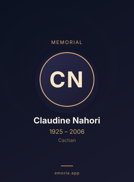 Memorial portrait of Claudine Nahori