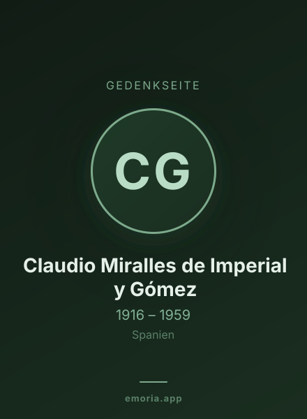 Gedenkportrait von Claudio Miralles de Imperial y Gómez