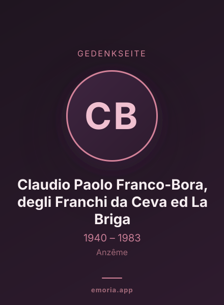 Gedenkportrait von Claudio Paolo Franco-Bora, degli Franchi da Ceva ed La Briga