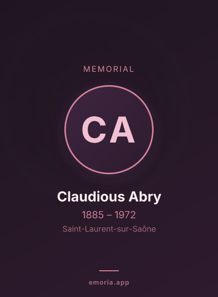 Memorial portrait of Claudious Abry