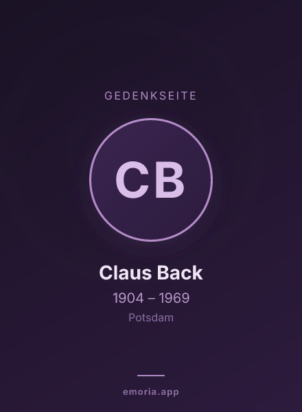 Gedenkportrait von Claus Back