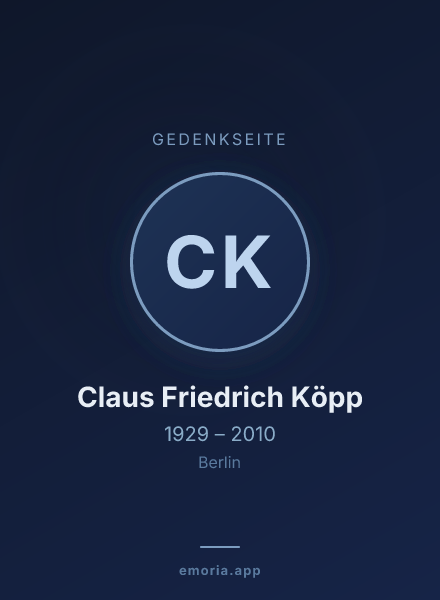 Gedenkportrait von Claus Friedrich Köpp
