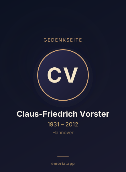 Gedenkportrait von Claus-Friedrich Vorster