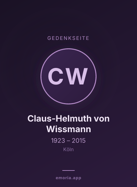 Gedenkportrait von Claus-Helmuth von Wissmann