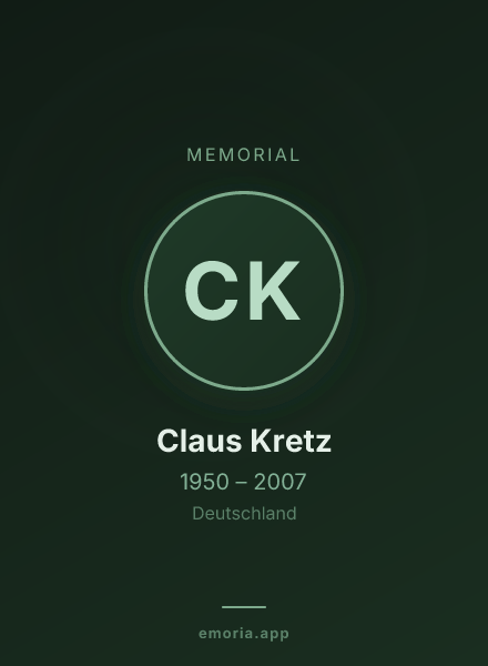 Memorial portrait of Claus Kretz
