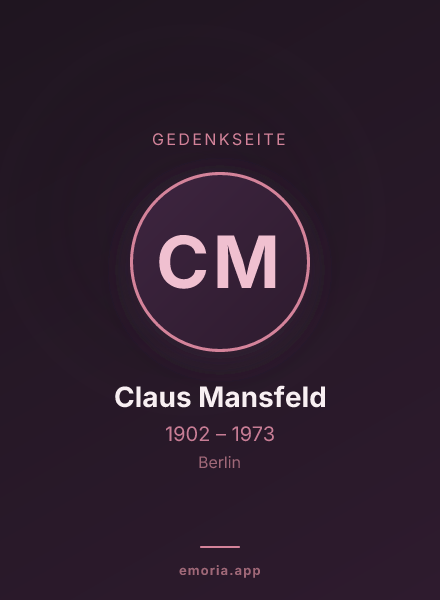 Gedenkportrait von Claus Mansfeld