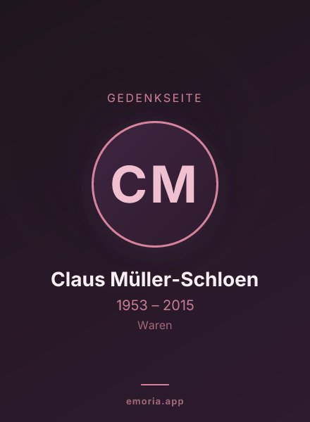 Gedenkportrait von Claus Müller-Schloen