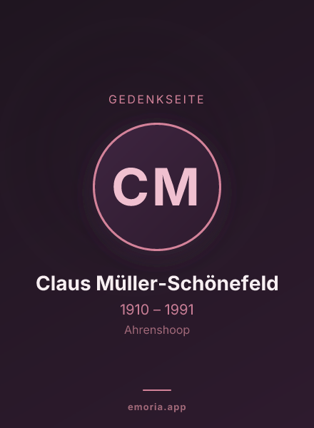 Gedenkportrait von Claus Müller-Schönefeld