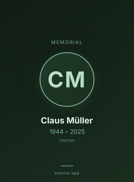 Memorial portrait of Claus Müller