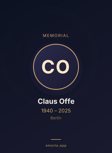 Memorial portrait of Claus Offe