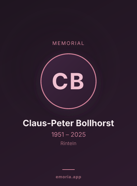 Memorial portrait of Claus-Peter Bollhorst