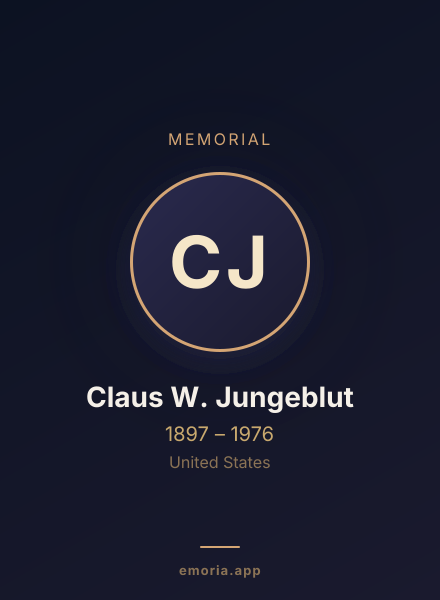 Memorial portrait of Claus W. Jungeblut