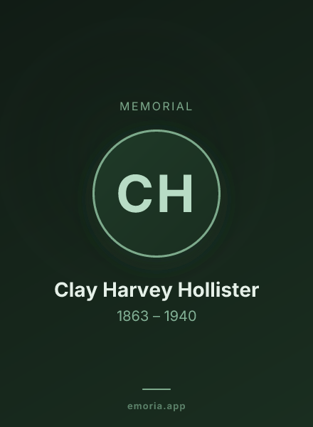 Memorial portrait of Clay Harvey Hollister