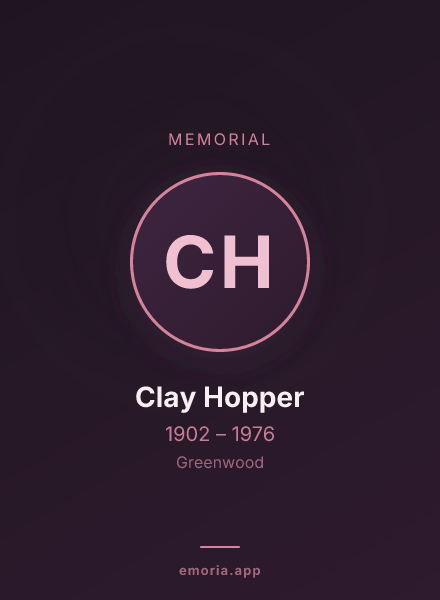 Memorial portrait of Clay Hopper