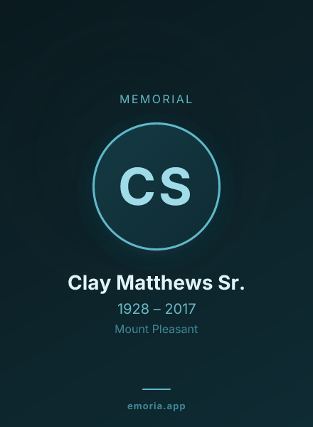 Memorial portrait of Clay Matthews Sr.
