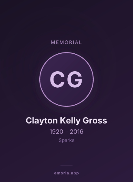 Memorial portrait of Clayton Kelly Gross