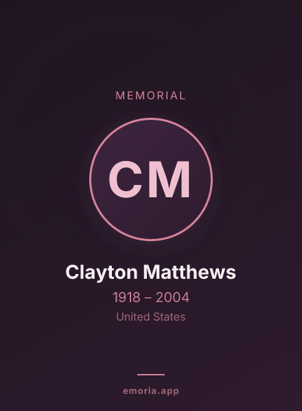Memorial portrait of Clayton Matthews