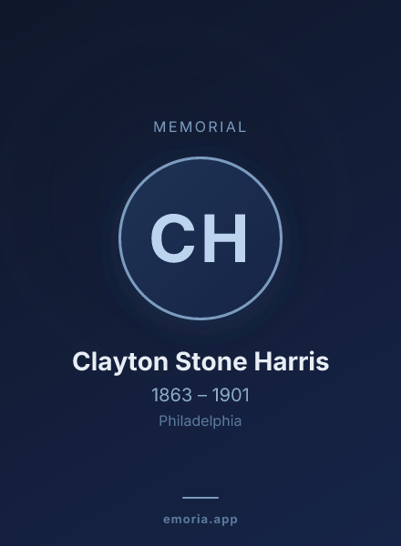 Memorial portrait of Clayton Stone Harris