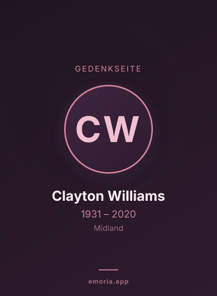 Gedenkportrait von Clayton Williams