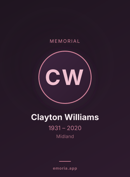 Memorial portrait of Clayton Williams