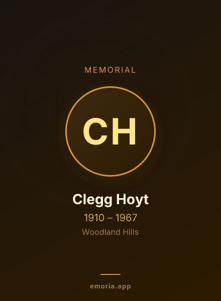 Memorial portrait of Clegg Hoyt