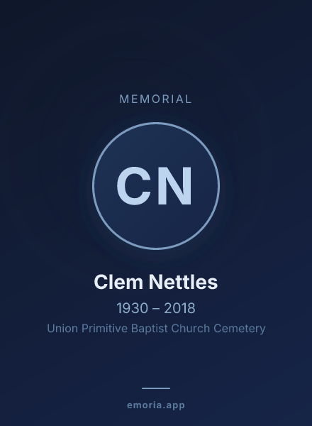 Memorial portrait of Clem Nettles