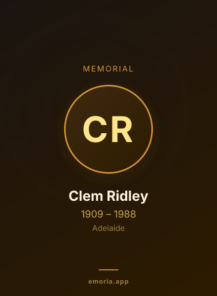 Memorial portrait of Clem Ridley