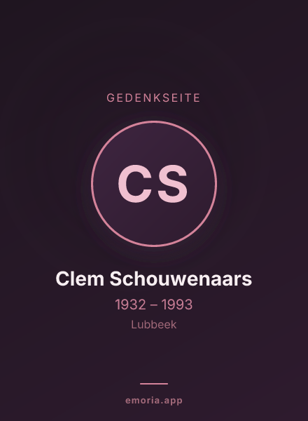 Gedenkportrait von Clem Schouwenaars