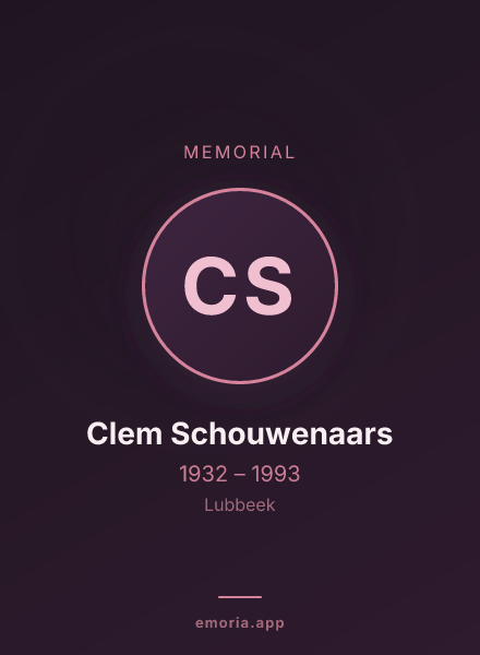 Memorial portrait of Clem Schouwenaars