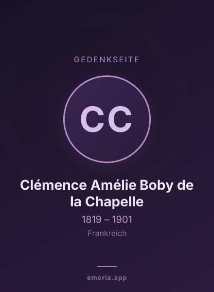 Gedenkportrait von Clémence Amélie Boby de la Chapelle